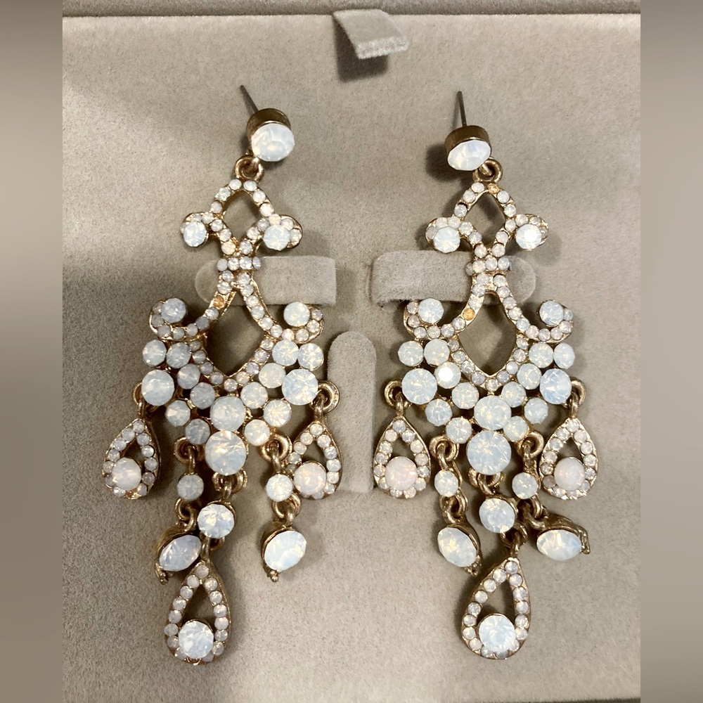 Gorgeous white crystal chandelier drop earrings